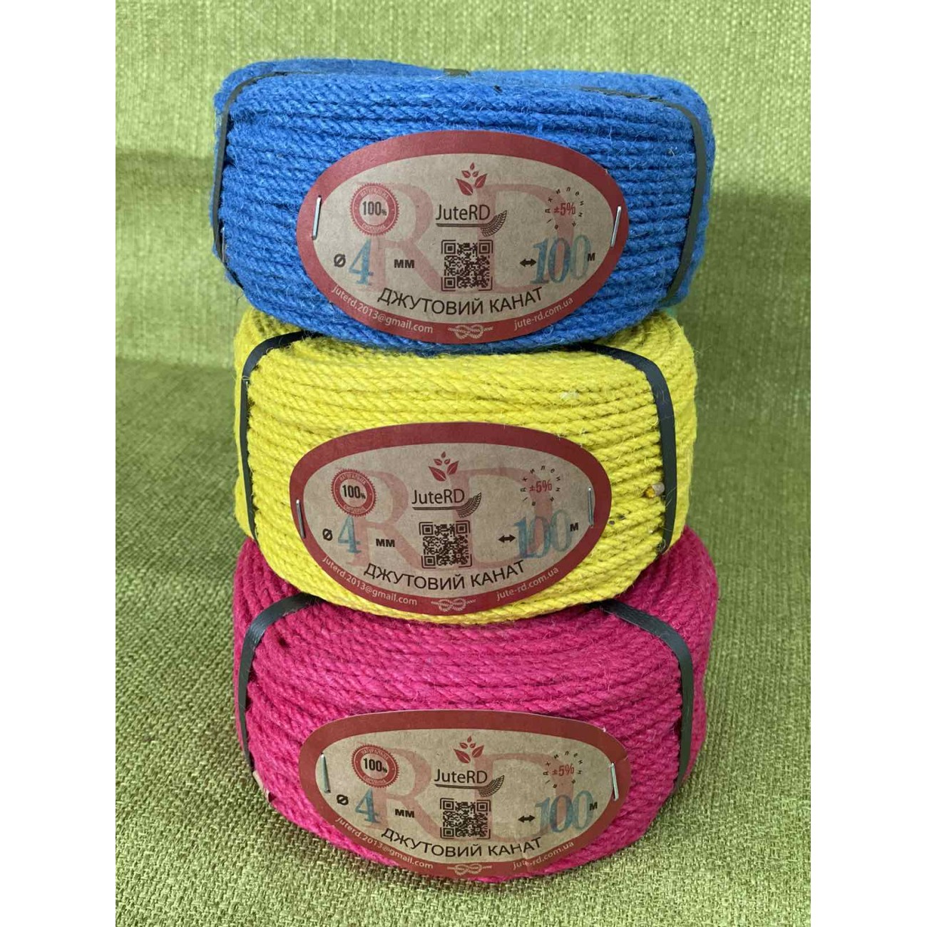 Джутовий канат кольоровий 4 мм 100 метрів