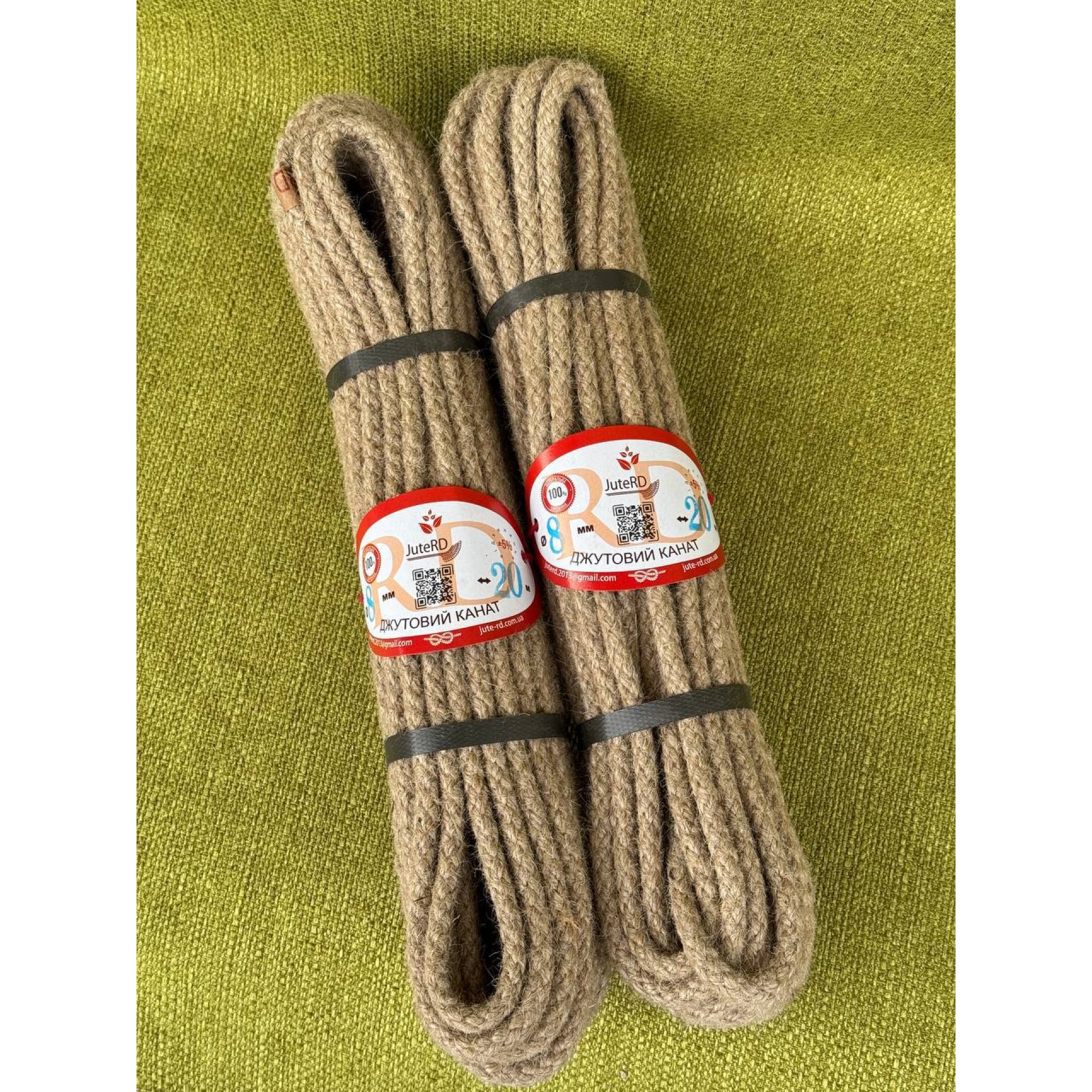 Плетений джутовий канат без кольорового маркеру 8 мм 20 метрів