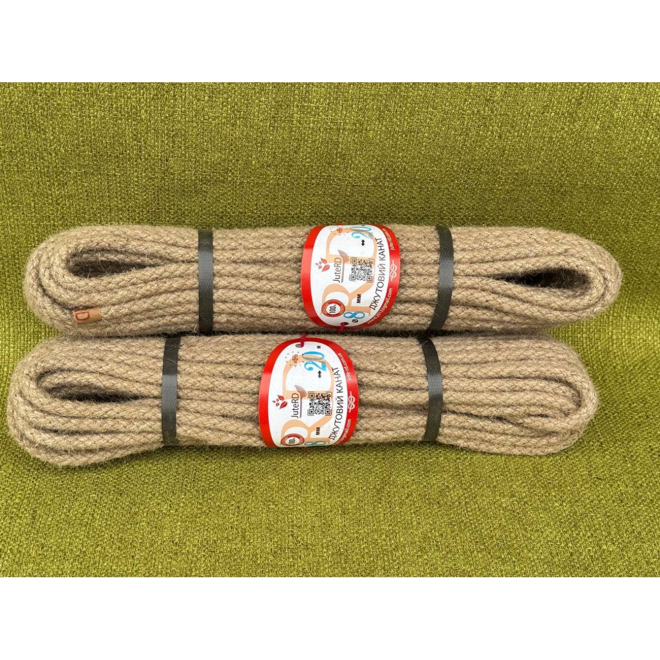 Плетений джутовий канат без кольорового маркеру 8 мм 20 метрів