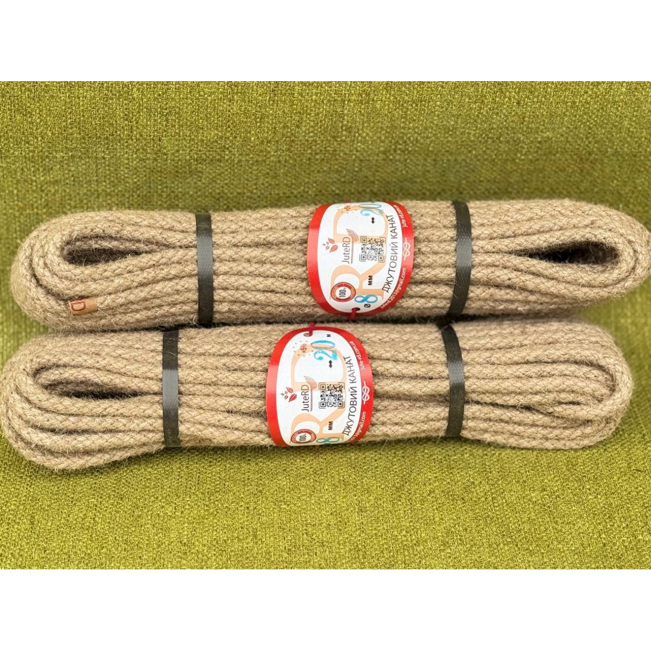 Плетений джутовий канат без кольорового маркеру 8 мм 20 метрів